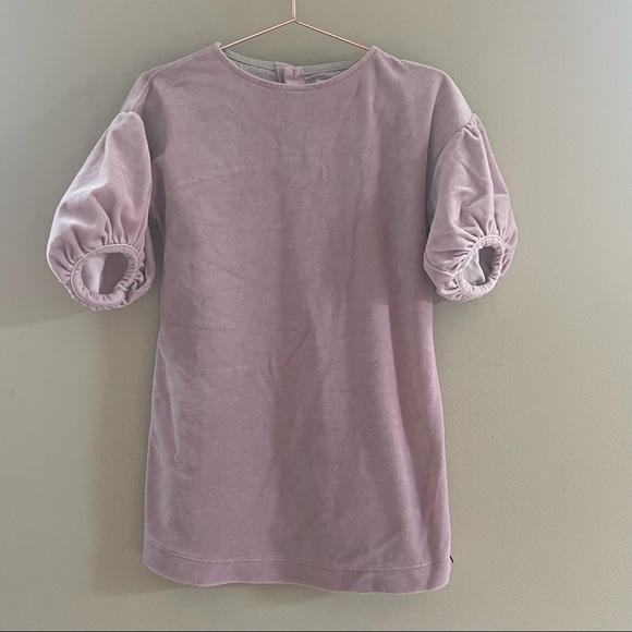 Trico Field Fith Fine Method Pink Bubble Sleeve Dress Sz 4 velour - Picture 1 of 5